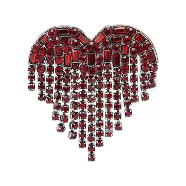 Hjerteformet dusk brosje skinnende legering rød rhinestones brosje pin smykker for dansefest dating