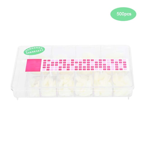 500st Professionell DIY Akryl UV Gel Fake Nail Art Tips Verktyg med Box 500st Naturlig Färg