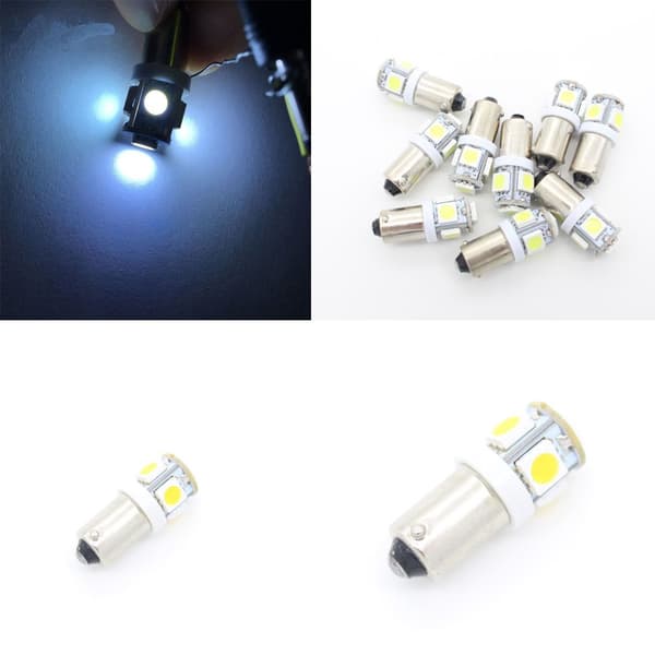 10 stk 5 SMD 5050 LED T11 BA9S Hvit Bil Kile Lys