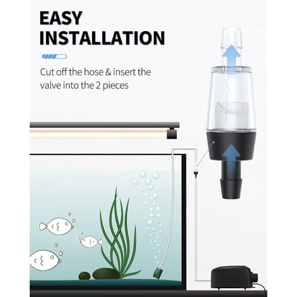 6 st Akvarium Backventiler Luftpump Tillbehör Svart