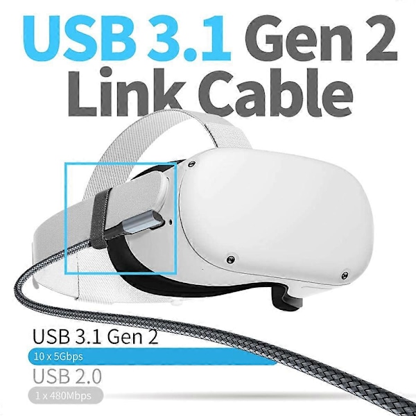 5M Datakabel för Oculus Quest 2 Headset USB 3.0 till Typ C Laddningsdatakabel VR Glasögon Tillbehör.pa