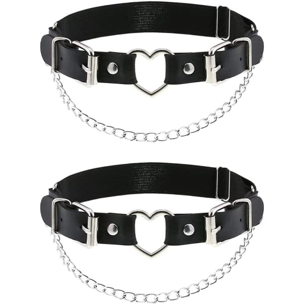 2-pack läderben strumpeband med kedja Elastiskt lår strumpeband för damer - hög kvalitet
