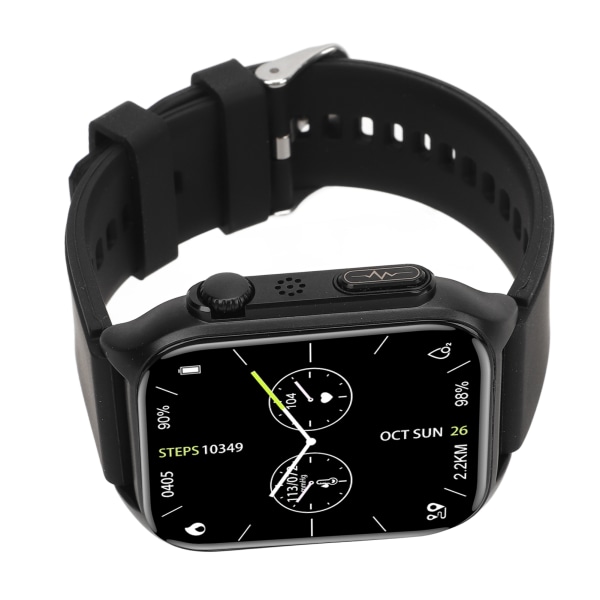 1,96 tommer Touch Screen Smart Watch Blodsukkertest Søvnovervågning Sundhed Fitness Armbåndsur Sort