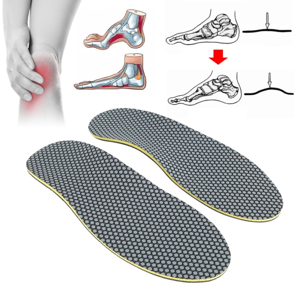 Sportsbuestøtte Korrektion Fodpude Smertetræthedslindring Unisex Flatfoot Orthotic InsoleL: 45-47