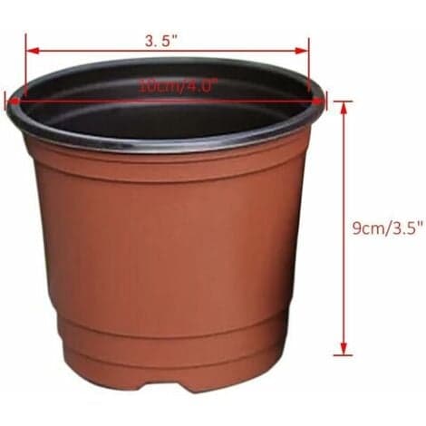 Set med 100 Plastkrukor för sådd och plantering, 10 cm.pa