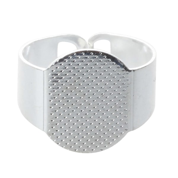 20 STK 15 mm Sølv Håndværk Oval Justerbar Ringholder.pa