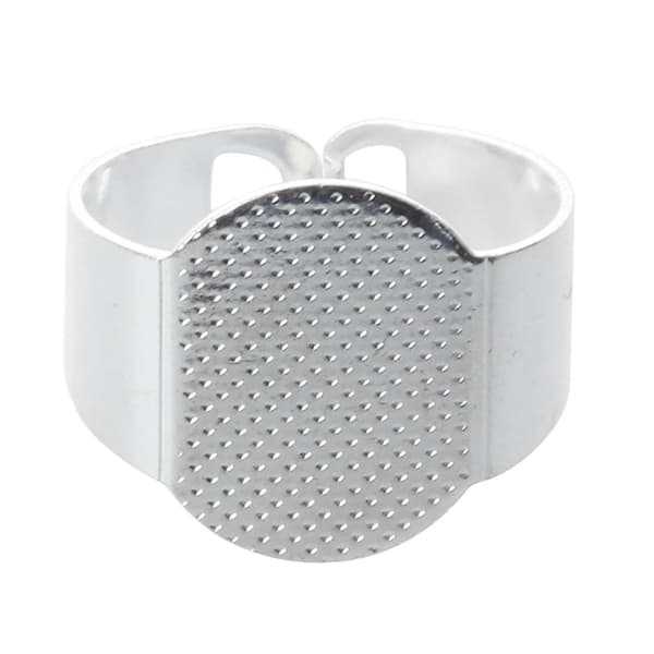 20 STK 15 mm Sølv Håndverk Oval Justerbar Ringholder.pa