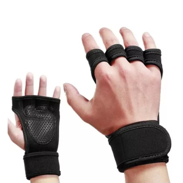 1 par sorte 4-finger håndledsbeskyttelseshandsker skridsikre stødsikre vægtløftning håndledsgymnastikhandsker L