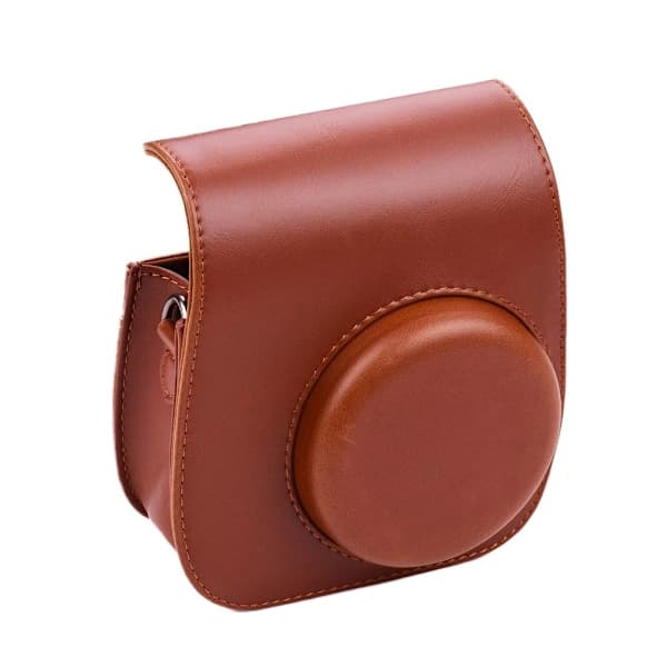 Portable Camera Case Holder Faux Leather with Shoulder Strap
