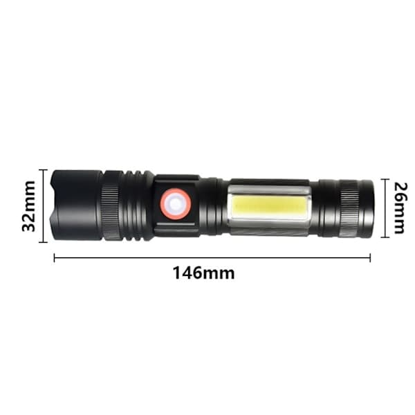 LED-taskulamppu USB ladattava valonheitin