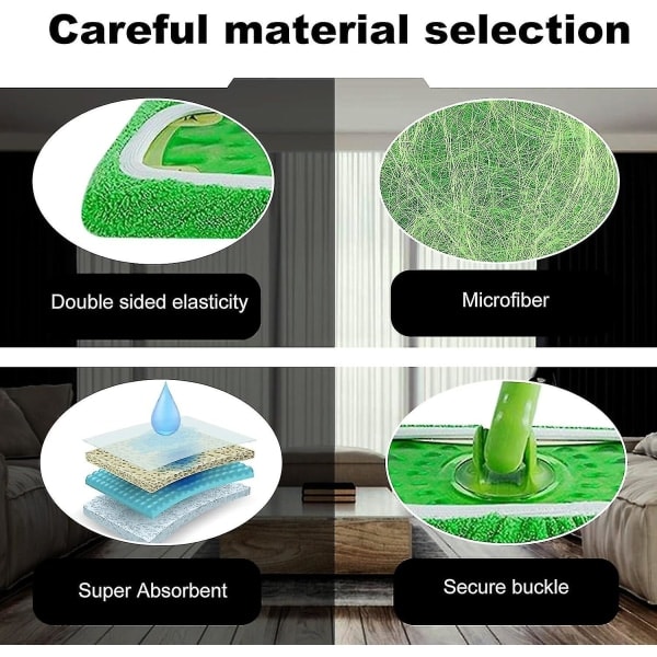6 stk gjenbrukbare mikrofibermoppeputer for Swiffer Sweeper mopp, tørre støvkluter og våte moppekluter for å moppe gulv