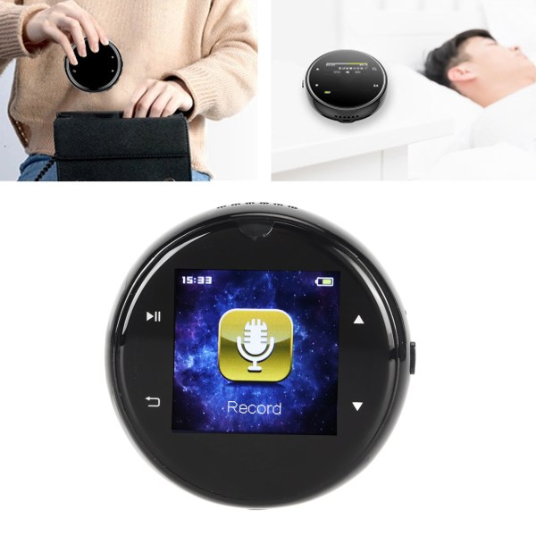 Digital stemmeoptager Bluetooth 4.2 Touch Control FM-radio MP3-afspiller Genopladelig trådløs stemmeoptager 8GB