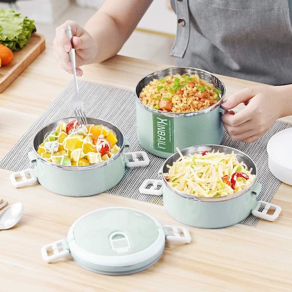 Isolerad lunchlåda i rostfritt stål, stapelbar, för barn, skola och vuxna