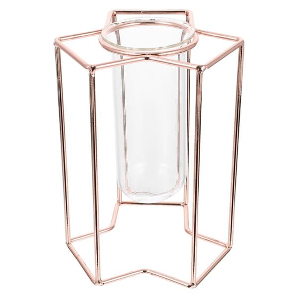 1 st Hydroponiskt Glasrör med Järnstativ, Roséguld