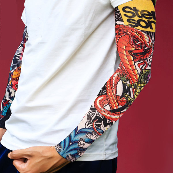 8 kpl Tattoo Hihat Pehmeä elastinen polyesteri hengittävä nopeasti kuivuva pestävä väärennetty tatuointi hihat ulkopyöräilyyn