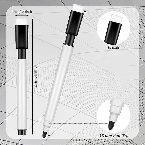 100 Styk Whiteboardtusser Sorte Whiteboardtusser med Gummiprop Fin Spids Whiteboard M