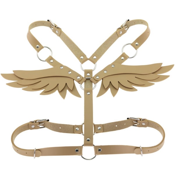 AngeL's Wing Dame Læderkorset Krydset Strap Suit Body BH Taljebælte Bondage (hudfarve)