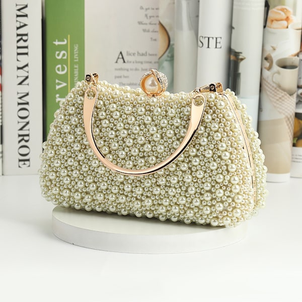 Pearl Handheld Dinner Handheld Handle Shoulder Bag Khaki