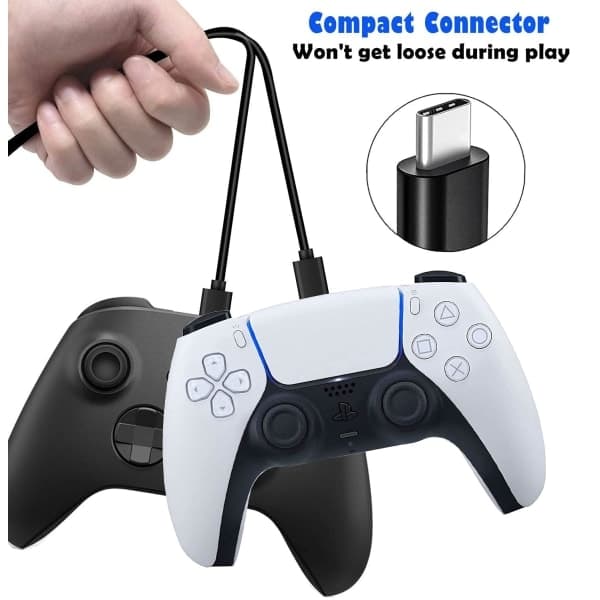 2-pak 3m Ladekabel - til PS5/Playstation 5 USB-C Sort