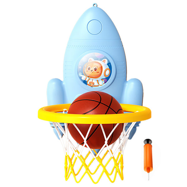 Rocket Basket Hoop Shooting Trainer Barn Basketball Trainer Vikbar Shooting Set för barn Blå