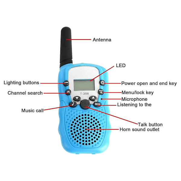 2 stk Barne-Walkie Talkies Lang rekkevidde Barn Walkie Talkie UHF 446MHz 8 Kanaler