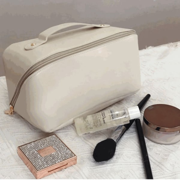 Toilettaske PU Vandtæt Rum med stor kapacitet Design Bærbar Delikat kosmetisk make-up taske Mælkehvid