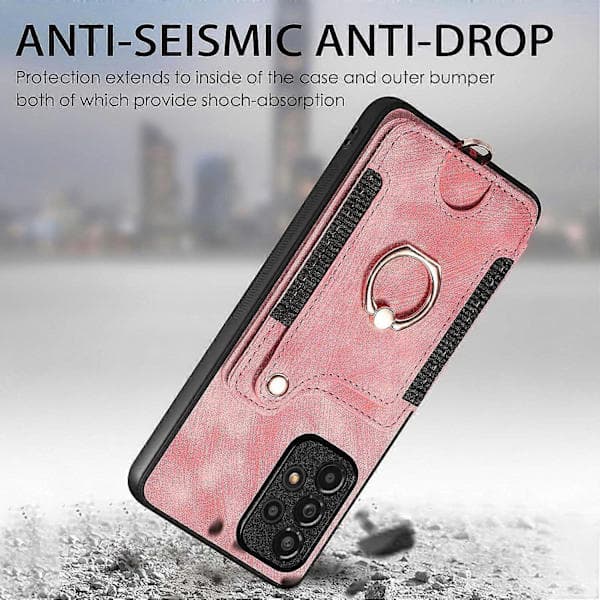 Lærfutteral til iPhone 11 med 360 Støtte, Magnetisk Kortholder & TPU Bakside - Rosa