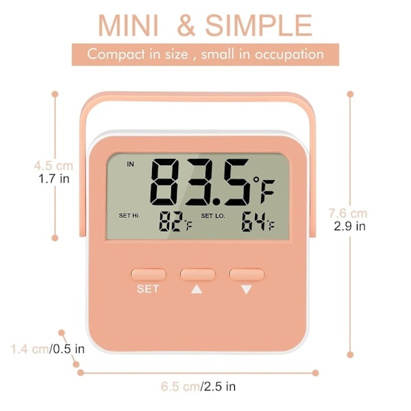 Fryslarm 2 st Digital Kylskåpstermometer med Larm Fryslarms Termometerlarm Hög/Låg Temperaturlarm Extra Sensor