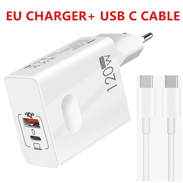 USB C 120W Gan Super Rask PD-Lader For Bærbar PC Nettbrett 15 Ipad Macbook Oppo Samsung Xiaomi USB Hurtigladeadapter EU-Lader.pa