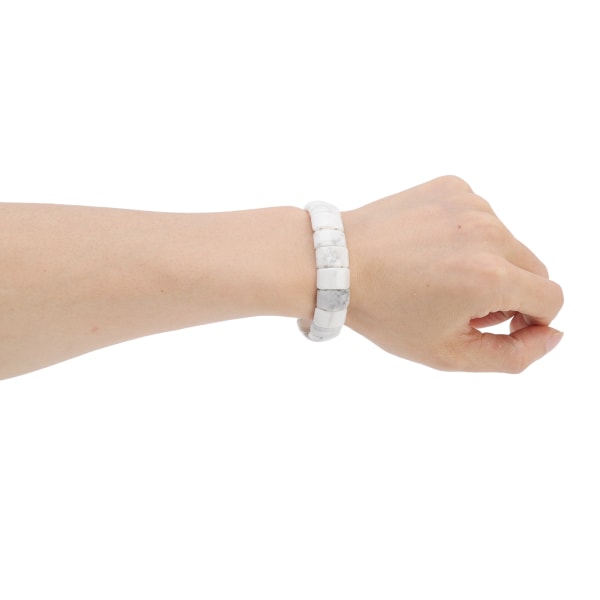 Naturstein armbånd hvit furu farge rektangel perler Stretch armbånd for kvinner menn par