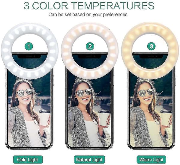 Selfie Lys, Selfie Lys Ring, 40 Led Lys Ring Med, Mobiltelefon Lys Ring Med USB Genopladelig