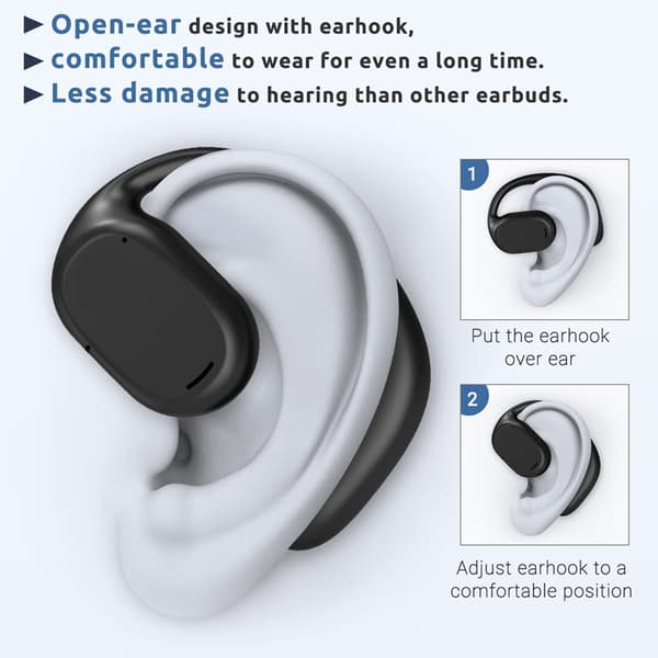Åpne hodetelefoner med luftledning - Bluetooth 5.3 ørepropper