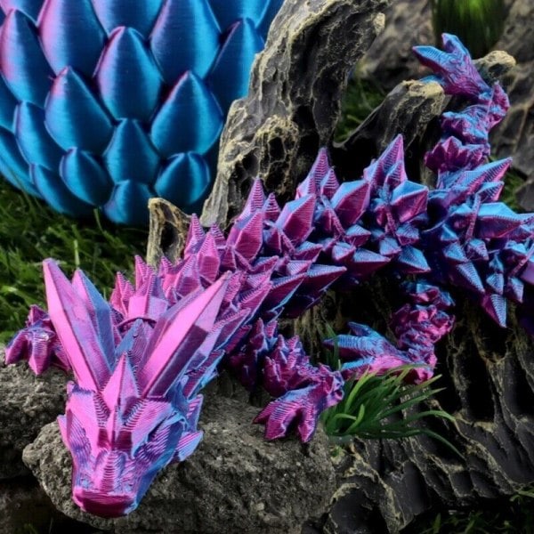 3D-tryckt Laserdrakeägg med 12\" flexibel Dragon Fidget-leksaksfigurdekor Laser Purple Laser Purple