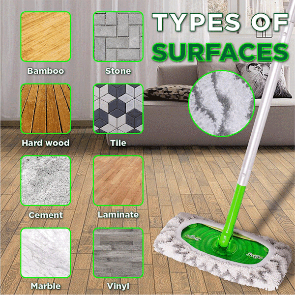 For Swiffer Sweeper flatmopp, tørre og våte kluter, mopphode a
