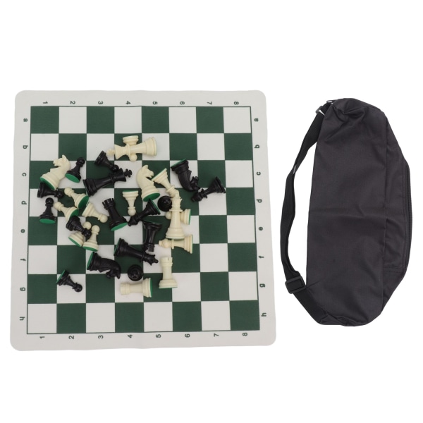 Sjakkbrikker i plast med sjakkbrett i PU-imitert skinn Internasjonalt lekesett med sjakkfigurer