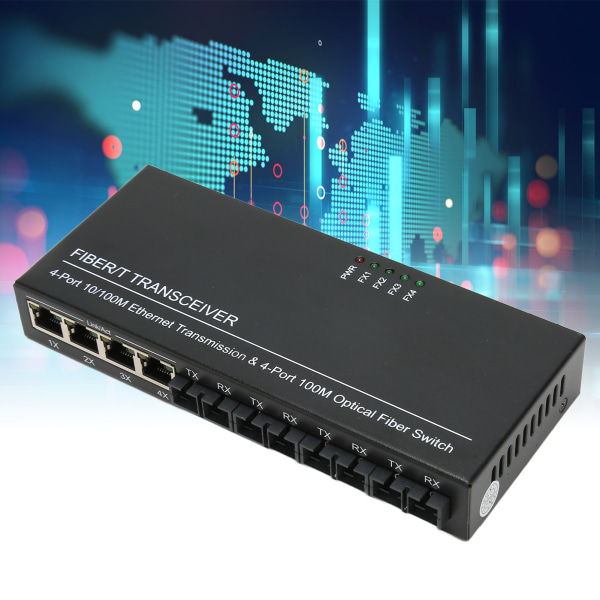 Ethernet optisk svitsj 8 porter 10 100 Mbps Tx1310nm full halv dupleks fibermediekonverter for nettverk 100?240V EU-plugg