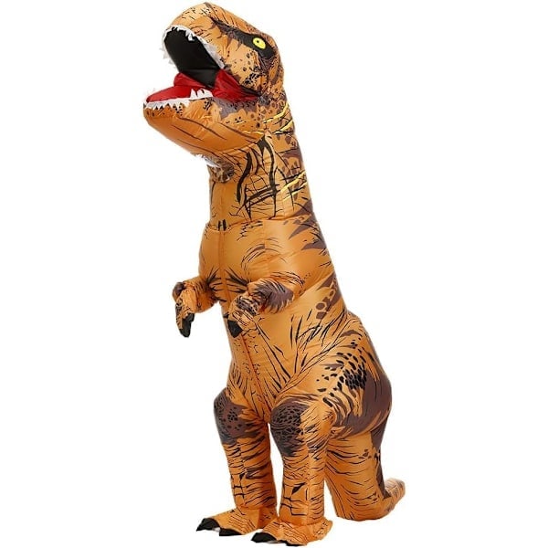 Paris_latable Kostym Trex Dinosauriedräkt Halloweenkostym Maskeradklänning för Vuxna (Brun) Brun