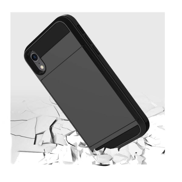 iPhone XR - Mobilskal med Dolt Kortfack / Korthållare Svart