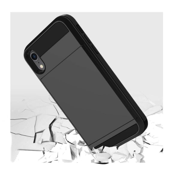 iPhone XR - Puhelinkuori Piilotetulla Korttitaskulla / Korttikotelolla Musta—PA