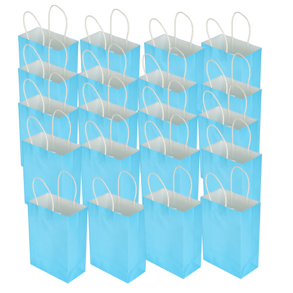 20 kpl Kannettava voimapaperikassipakkaus lahjapussitarvike ostoksille syntymäpäiväjuhliin 15 x 8 x 21 cm sininen
