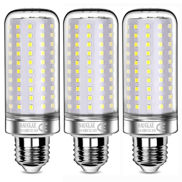 26W LED-lampor, 200W motsvarighet, 3000Lm, 6000K Kallvitt ljus, E27, 3-pack