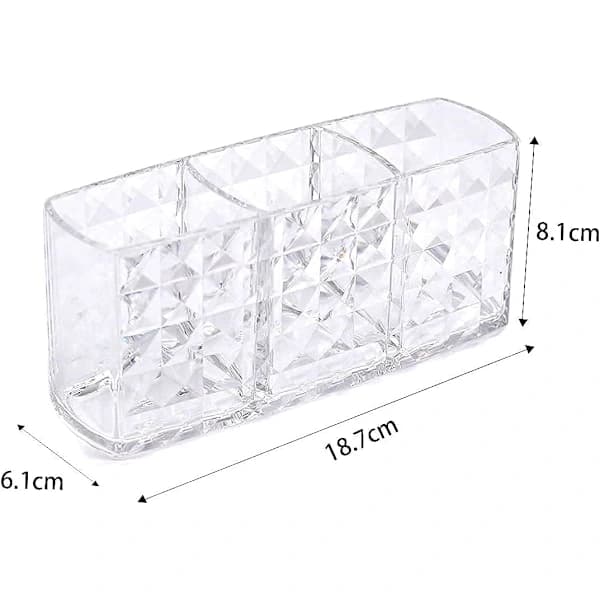Makeupbørste Opbevaring Transparent Akryl 3 Rum Børste Organizer Børste Opbevaringsboks