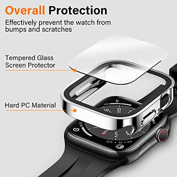 Vedenkestävä kotelo Apple Watch 7 8 9 45 mm 41 mm näytönsuojakalvo Lasilla + kotelo Puskuri Temperoitu iWatch 5 SE 6 44 mm 40 mm Tarvikkeet Punainen Red