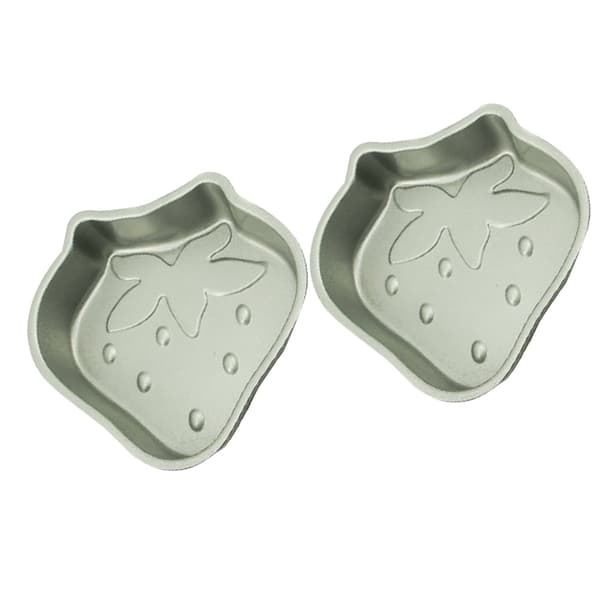2 st Mini Kakformar Bakplåt Kakbakform DIY Kakbakplåt Hushållsbakverk Puddingform (Silver Jordgubbe)