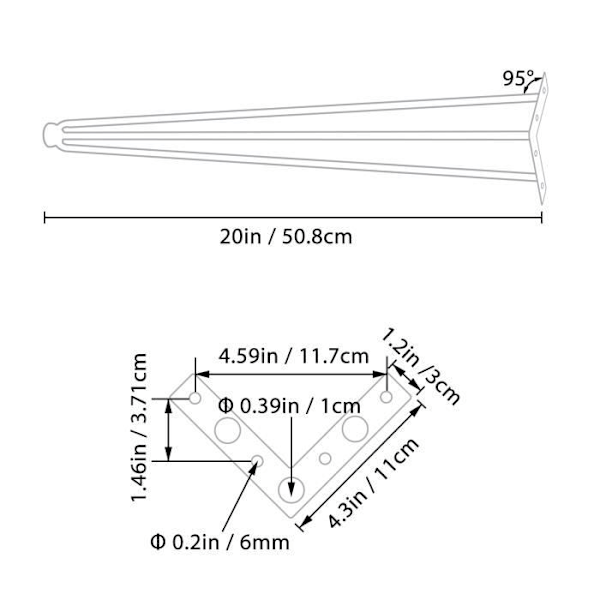 Bordsben - 4 st - 20 \" - 50,8 cm - VEVOR - Hårnål möbelben