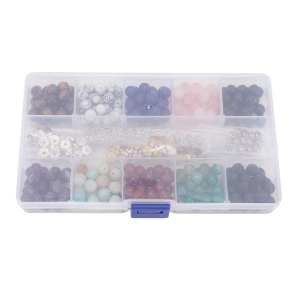 240 stk Lava Rock Stone Beads Kit 10 Styles Multicolors 8 mm Diameter til DIY armbånd smykker fremstilling