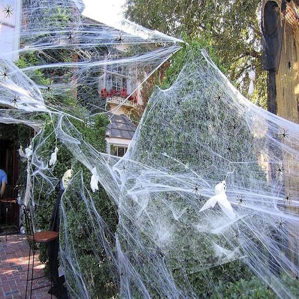 Halloween-dekorationer, 40 g stretchiga spindelnät och 100 små spindlar, Halloween Pa