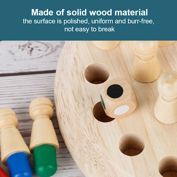 Wooden Memory Match Stick Schackspel Set, Roligt Blockbrädespel Förälder-Barn Interaktion Leksak för Pojkar och Flickor Från 2 År och Uppåt