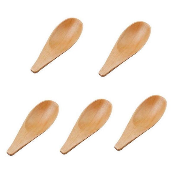 5 Stycken Mini Träslev Kryddor Sked med Kort Handtag, för Kaffe Lösa Te Blad Mjölkpulver.pa