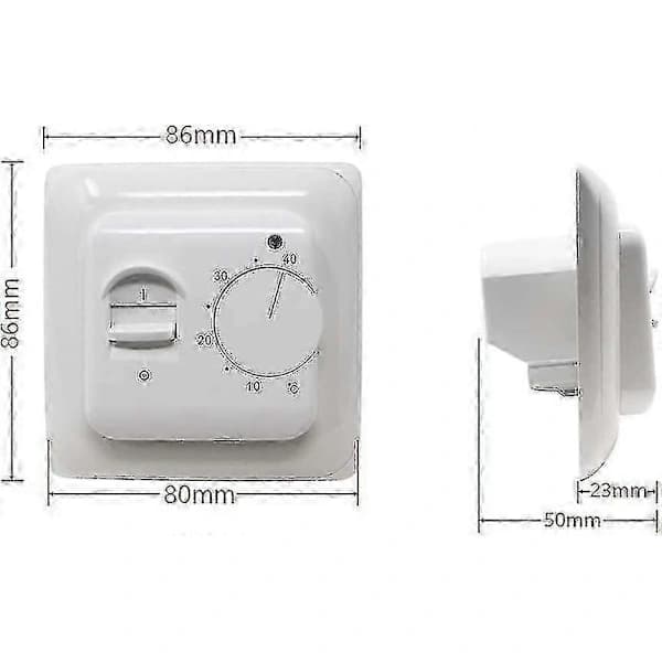 16A 220V Manuell Termostat for Gulvvarme med Gulvsensor
